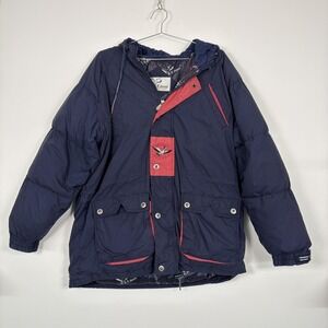 Triple F.A.T. Goose Jacket Mens XL Blue Down Parka Hooded Ski Outdoor Winter